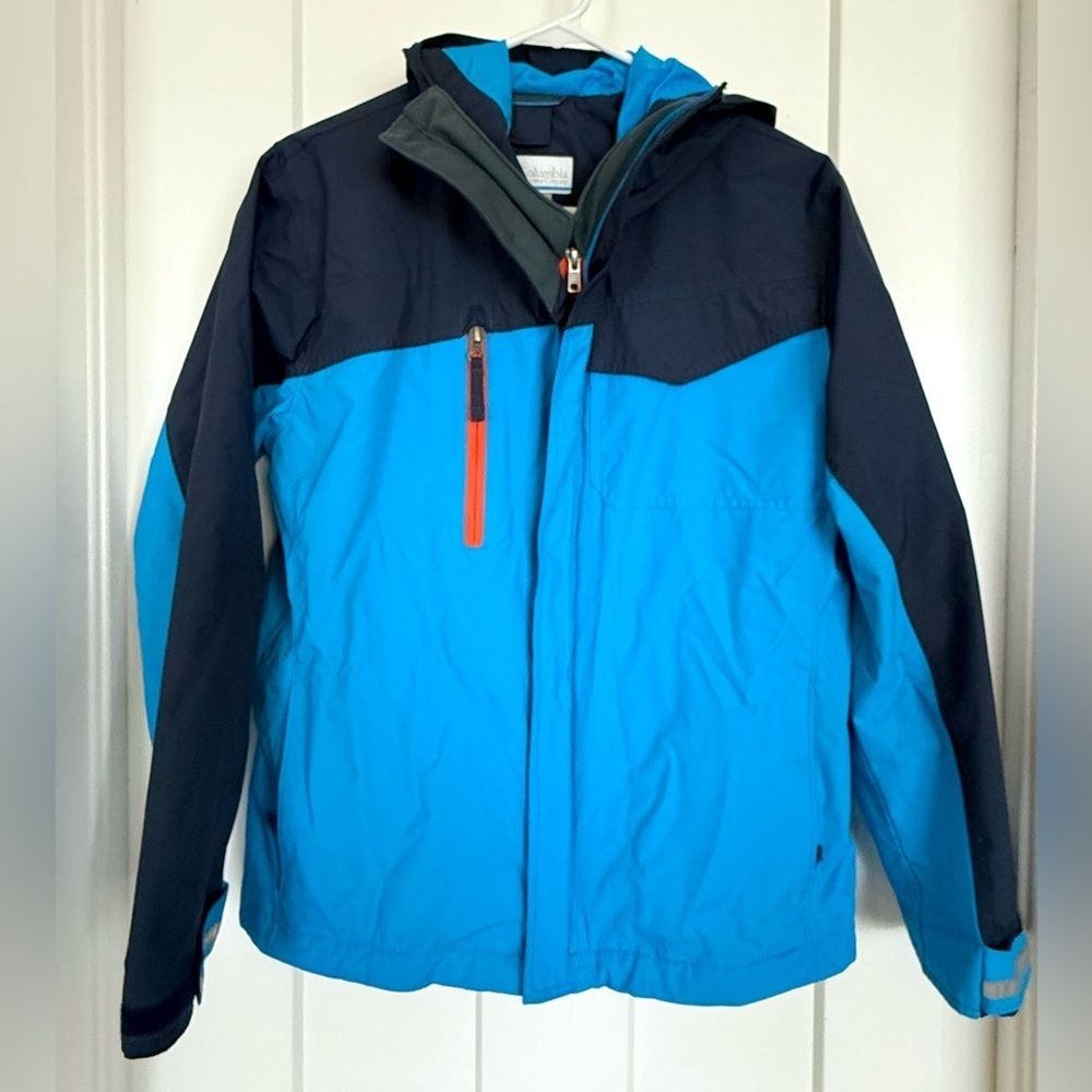 Columbia Omni-Shield Interchange Jacket | Youth 14/16 | Blue & Navy Hooded Coat